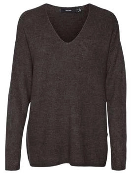 Vero Moda Vmcrewlefile Ls V-Neck Blouse Noos Strickpullover chocolate torte melange