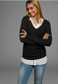 KangaROOS V-Ausschnitt-Pullover feingerippter Strick grau anthrazit