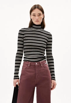 armedangels ALAANIA CHIFFRON STR - Frauen Fitted Strickpullover - mehrfarbig black-oatmilk (30007531-1648)