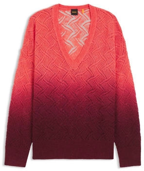 Hugo Boss Strickpullover mit V-Ausschnitt und Dégradé-Effekt - Style C_Frigioni 50545879 Rot