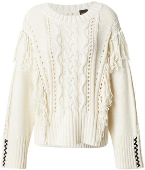 Hugo Boss Pullover aus Baumwoll-Mix mit Flechtmuster und Fransen - Style C_Fitto 50543949 Natur
