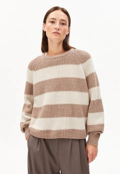 armedangels KAAGI STRIPES - Frauen Loose Fit Strickpullover - beige camel melange (30007555-1059)