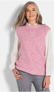 GOLDNER Strickpullover Rippstrick Pullunder Stehkragen rosé