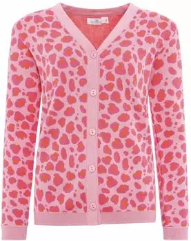 Zwillingsherz Strickjacke 'Gestrickter-Leo' Knöpfen Pink
