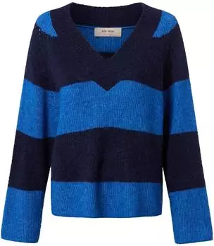 Mos Mosh MMTaci Stripe LS V-Neck Knit maritime blau dunkelblau