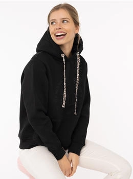 Zwillingsherz Hoodie 'Nelina' schwarz Leo-band schlichte Stickerei 'Stay Wild'