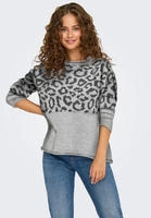 ONLY Rundhalspullover "ONLJADE ANIMAL LS O-NECK NOOS KNT" Kunstfaser, regular fit