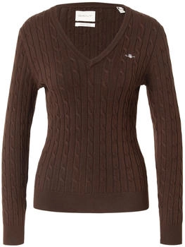 GANT Strickpullover V-Ausschnitt logo-stitching mittelbraun