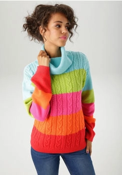 Aniston Strickpullover türkis apfelgrün pink orange rot