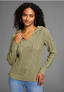 KangaROOS Kapuzenpullover aus Zopfstrick salbei