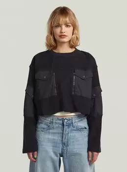 G-Star Multi Pocket Mix Loose Cropped Sweater Schwarz dark black D27168-E312-6484
