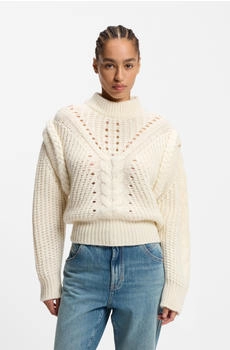 Hugo Boss Strukturierter Strickpullover aus Alpaka und Schurwolle Style C_Fasta 50548951 Natur