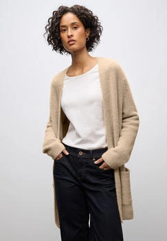 Street One Cardigan lang sanded beige Federgarn-Qualit&auml;t