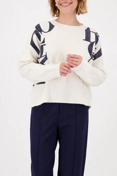 Monari Pullover Schmucksteinen weiss dunkelblau