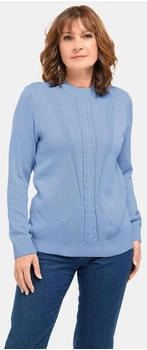 GOLDNER Pullover streckendem Zopfmuster hellblau