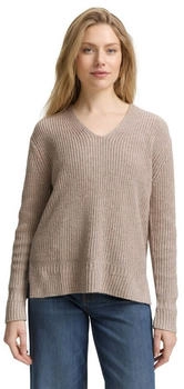 Tom Tailor Strickpullover Rippstruktur soft taupe melange