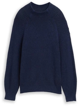 Tom Tailor Loose Fit Strickpullover Stehkragen blau struktur
