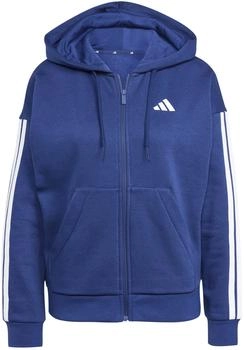 Adidas Essentials 3-Stripes Full-Zip Fleece Hoodie dunkelblau weiß