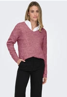 ONLY V-Ausschnitt-Pullover "ONLCAMILLA V-NECK L/S PULLOVER KNT NOOS" Materialmix,