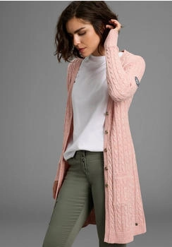 KangaROOS Longstrickjacke Zopfmuster und Taschen rosa-meliert
