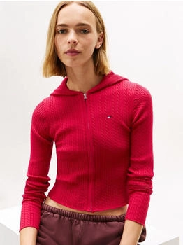 Tommy Hilfiger TJW Essential Zipper Hood Cardi Strickjacke rubinrot rhabarber