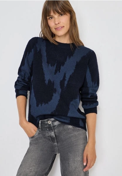 CECIL Damen 3016910 Gemusterter Pullover, urban Dark Blue, S