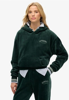 Superdry Country Club Velour Relax Hood Kapuzensweatshirt enamelgrün