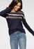Laura Scott Strickpullover Streifen-Design Glitzersteinen blau marine-beige