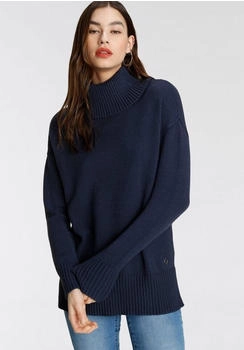 Tamaris rollkragenpullover blau marine melange