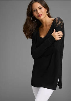 Laura Scott Longpullover Spitzendetails und seitlichen Schlitzen