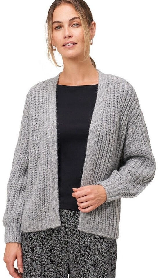 zero Damen Grobstrickjacke offener Style S, Grey Melange