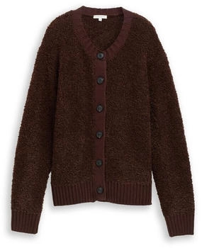 Tom Tailor Bouclé Cardigan Wollanteil dark pecan brown melange