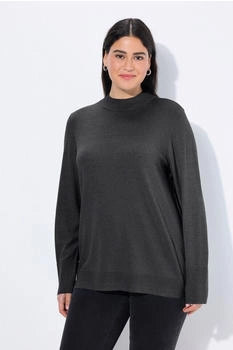 Ulla Popken Strickpullover Stehkragen anthrazit melange