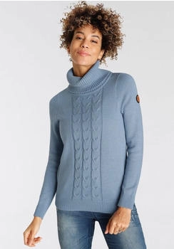 KangaROOS Rollkragenpullover Zopf-Strickmuster blau lightblue melange