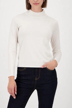 Monari Basic-Langarm-Pullover mit Stehkragen almond