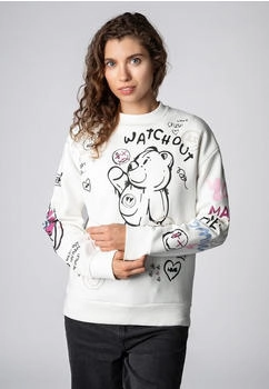 Sublevel Positive Vibe Hoodie mit Kapuze und Alloverprint weiß