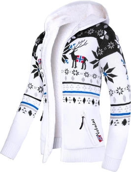 Nebulus NORON Jacke mit Kapuze im Norweger-Style offwhite-schwarz