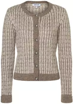 More & More Strickjacke mit Rippbündchen (795725-0001) beige/silbergrau
