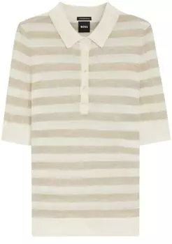 Hugo Boss Polo-Pullover aus Merinowolle mit Fünf-Knopf-Leiste Style Fidenka 50545015 Hellbeige