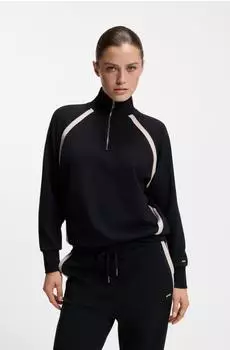 Hugo Boss Sweatshirt mit Reißverschluss am Kragen und kontrastfarbenen Einsätzen Style Mirage_Sweatshirt 50557207 Schwarz