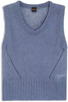 Hugo Boss Relaxed-Fit Top mit großmaschiger Strick-Struktur Style C_Frignac 50554634 Blau