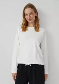 s.Oliver Longsleeve mit Tunnelzug-Schnürung an der Taille creme 2175423.0210.