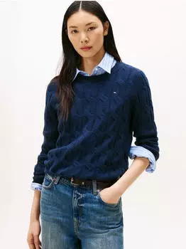Tommy Hilfiger Cable Knit Soft Wool Jumper (WW0WW43586) dark blue