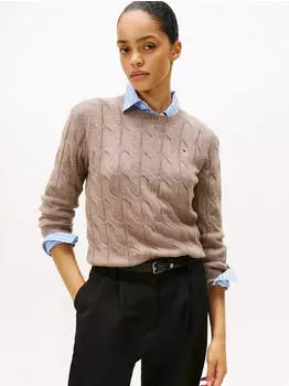 Tommy Hilfiger Cable Knit Soft Wool Jumper (WW0WW43586) heathered taupe
