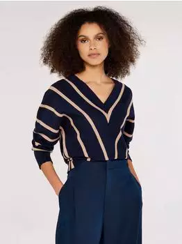 Apricot Pullover mit V-Ausschnitt beige/navy