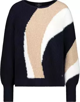 Monari Strickpullover Intarsie Mit Rundhalsausschnitt night sky