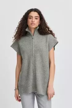 ICHI Ducie Relaxed Fit Kurzarm-Strickjacke (20124044) grey melange