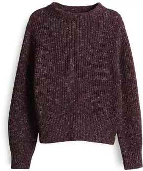Opus Pulinka Regular Strickpullover mit Mouliné Effekt brombeer