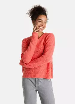 Lieblingsstück SölveL Strickpullover mit dezentem Lochmuster, V-Neck rot