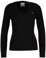 GANT Damen Cable-Strickpullover - STRETCH COTTON CABLE V-NECK, Zopfstrick...